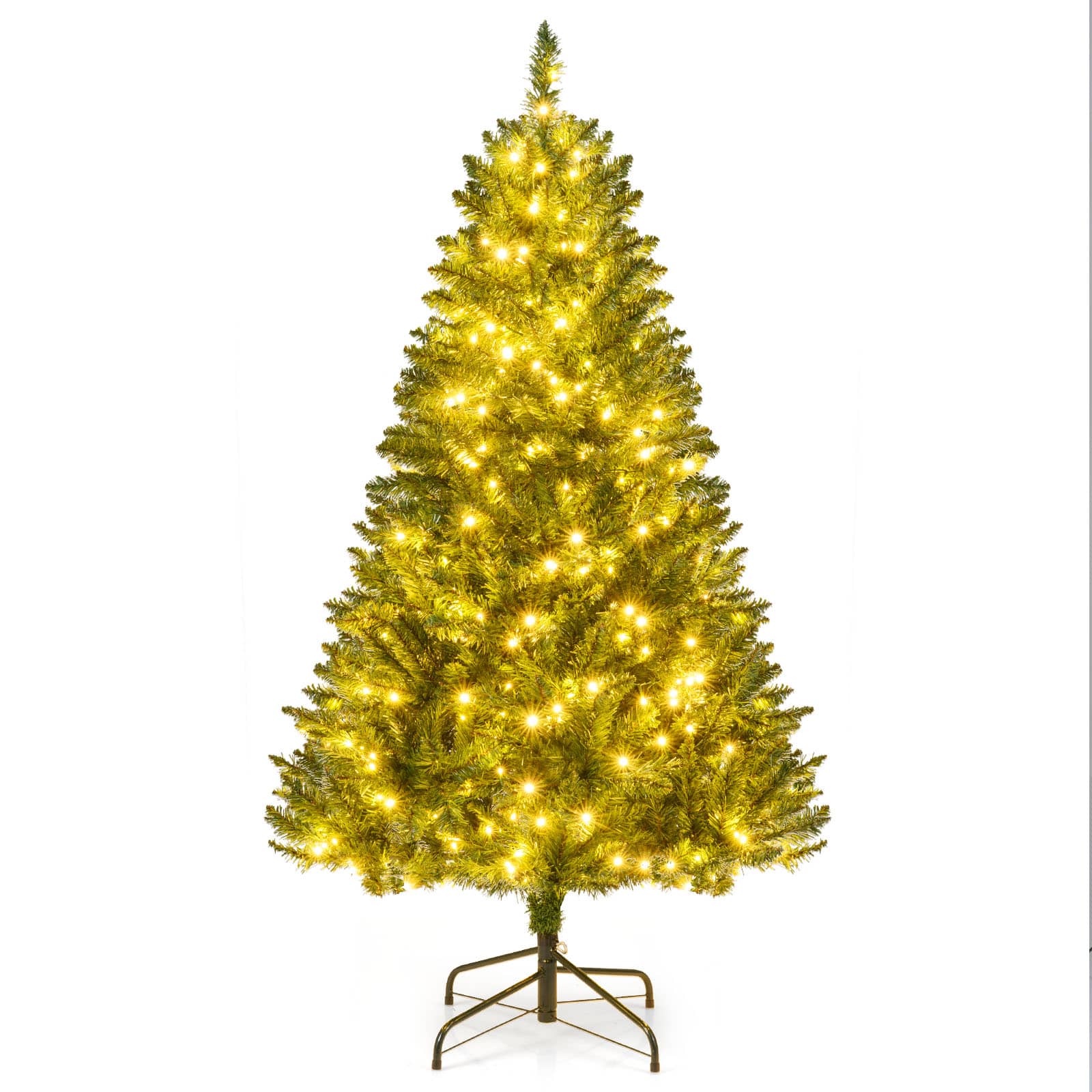 Costway - 5 FT Artificial Christmas Tree with 510 Branch Tips, 400 Warm White LED Lights - Green
