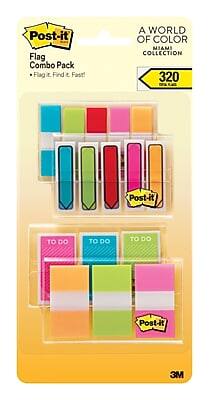 Post-it - Flags Combo Pack Colors, 320 Flags/Pack - Assorted
