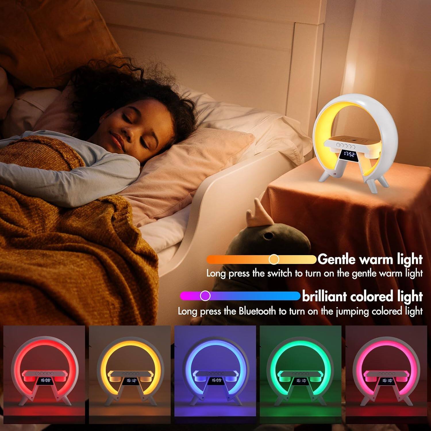 Gentle warm light  
Long press the switch to turn on the gentle warm light  

Brilliant colored light  
Long press the Bluetooth to turn on the jumping colored light  

OODDO - 1609