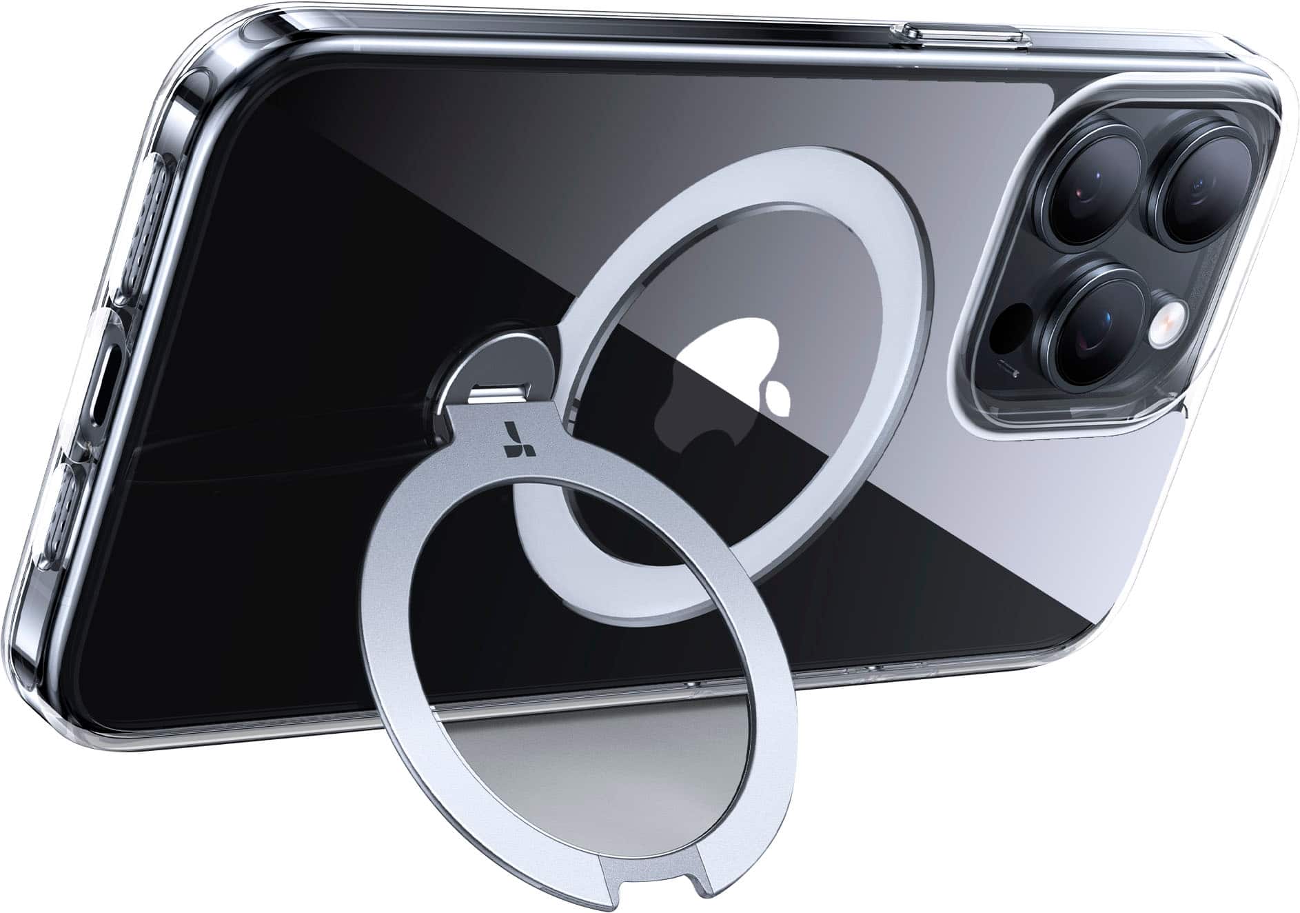 Alt View 2. TORRAS - UPRO Ostand Spin 360° Magnetic Stand Military Grade Shockproof & MagSafe-Compatible Case for Apple iPhone 15 Pro - Clear.