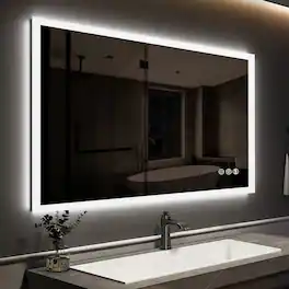 LOVMOR - 30x36 Inch LED Bathroom Mirror with Anti Fog Dimmable Lights 3 Color Temperature Memory Function ETL Certified - slive