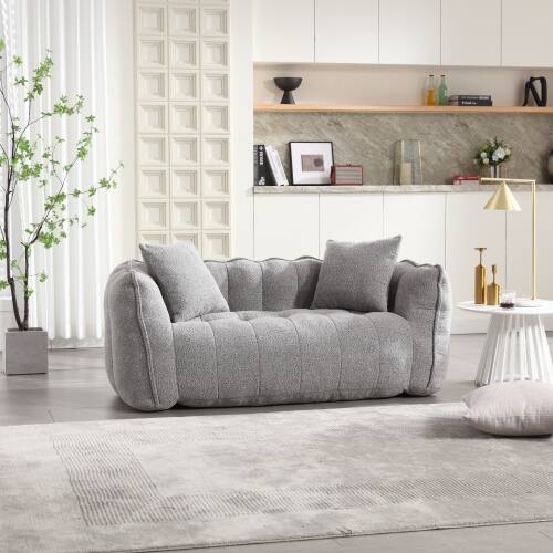 Alt View 4. GOODSILO - Premium Two-Person Square Recliner Sofa with High Resilience Foam Core for Ultimate Comfort and Relaxation - Grey.