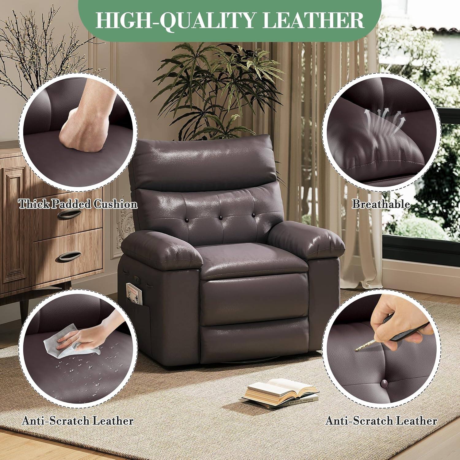 HIGH-QUALITY LEATHER

- Thick Padded Cushion
- Breathable
- Anti-Scratch Leather
- Anti-Scratch Leather