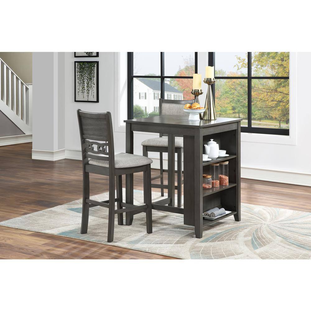 Alt View 9. New Classic Furniture - Furniture Gia Solid Wood Counter Table 2 Chairs in Gray - Gray.