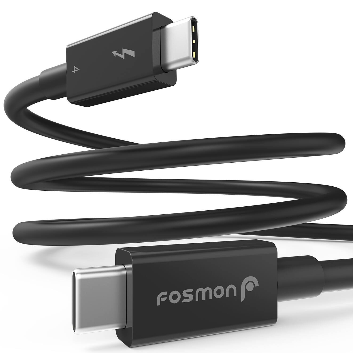 Alt View 3. Fosmon - 2 Pack Intel Certified Thunderbolt 4 Cable 1m/3.3ft, USB-C Thunderbolt Cable, 40Gbps Support 8K Display 100W Charging - Black.
