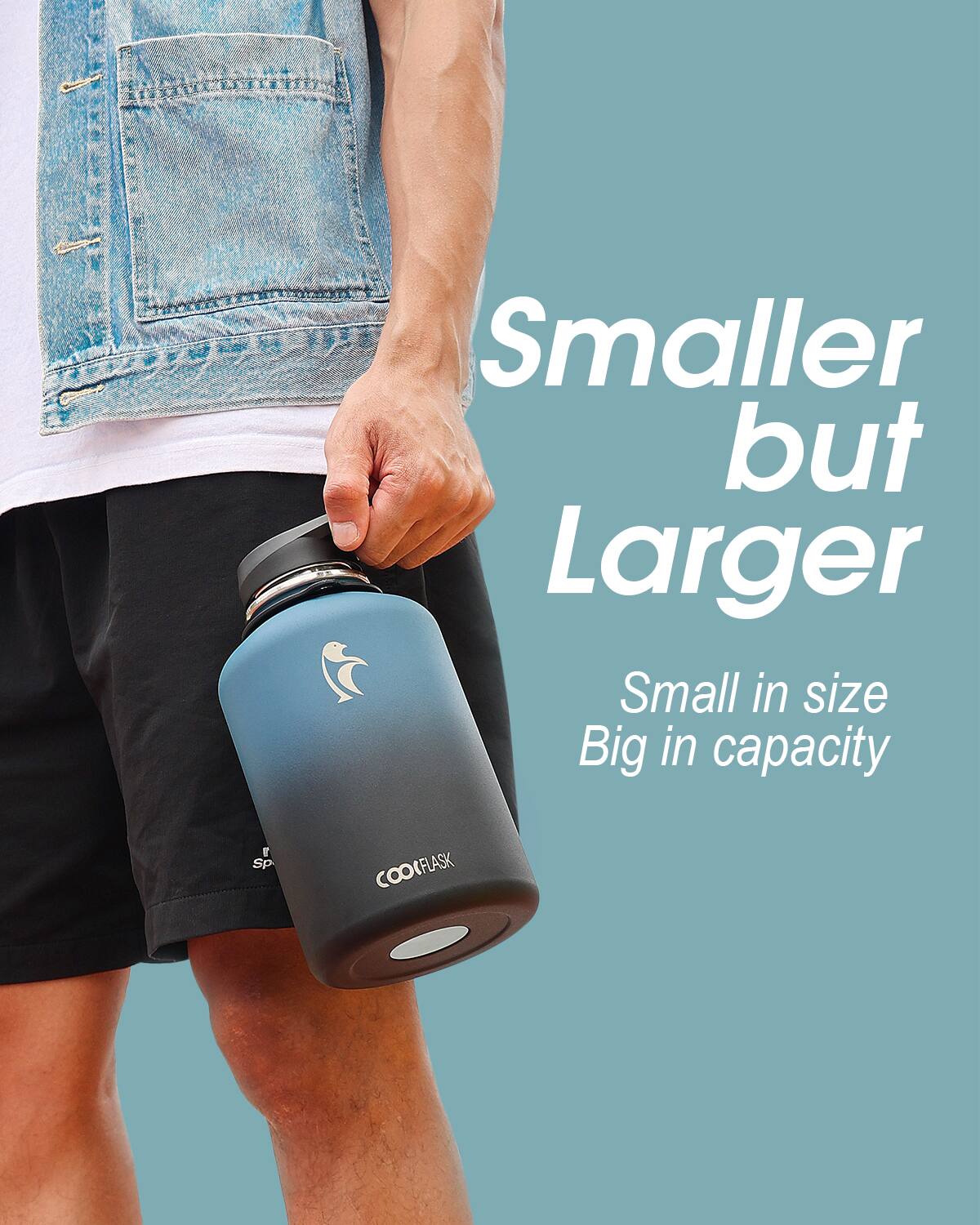 Smaller but Larger  
Small in size  
Big in capacity  

E Sp COOLFLASK FLASK