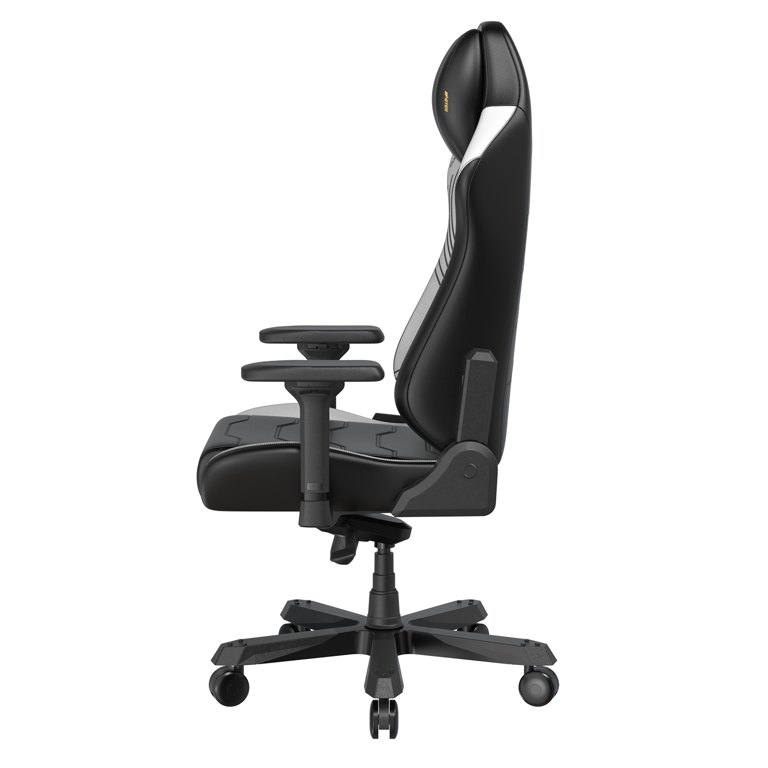 Alt View 1. DXRacer - DXRacer Master Series Gaming Chair – Black with lines, Premium PU Leather with Built-In Lumbar Support & 4D Armrests - Black and White.