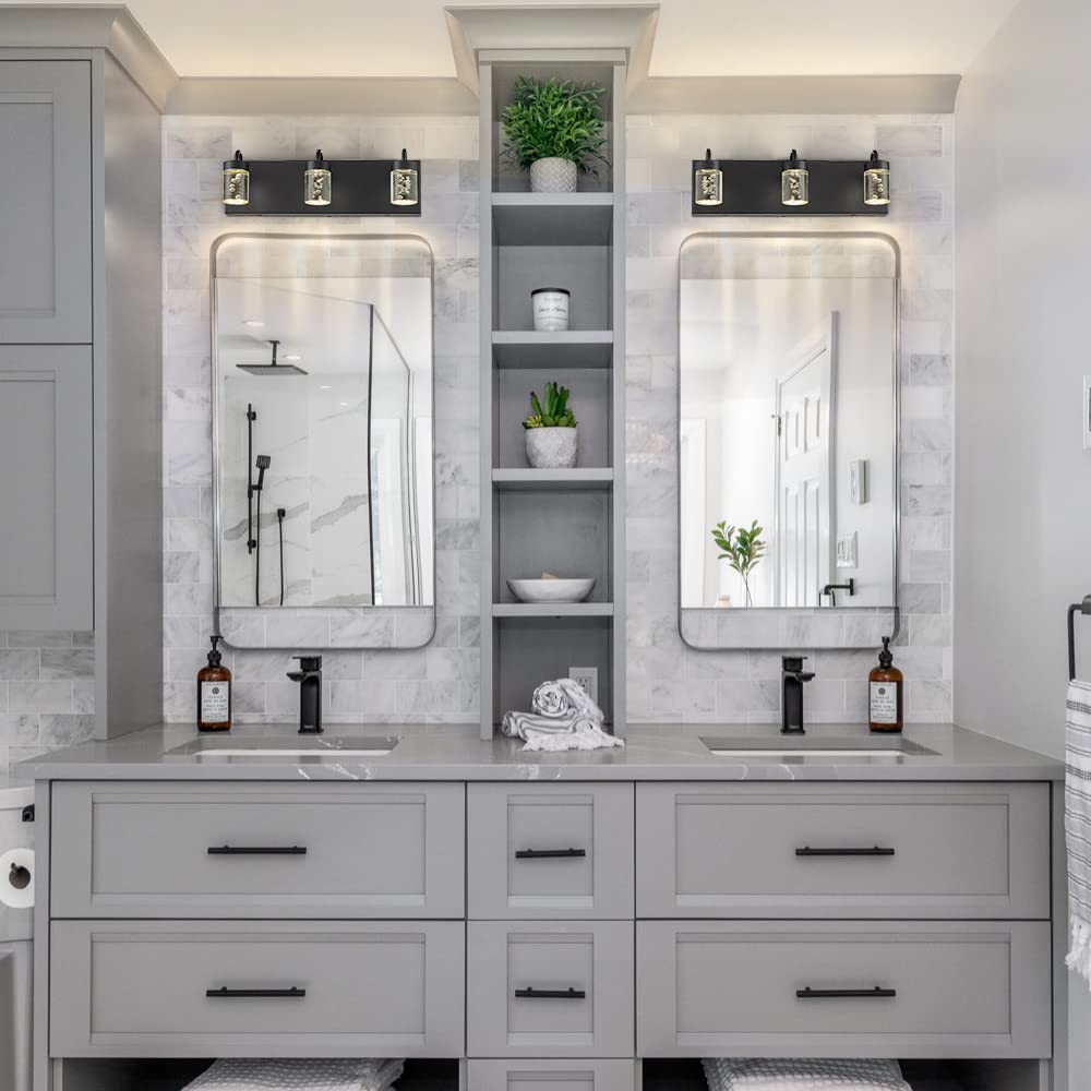 Alt View 4. HM 1810 - Modern Crystal Led Bathroom Lights Fixtures Over Mirror Light Vanity For w k Neutral - Black 5 Light.