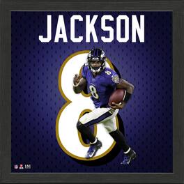Highland Mint - Lamar Jackson Baltimore Ravens 13'' x 13'' Jersey Number Frame - Multicolor