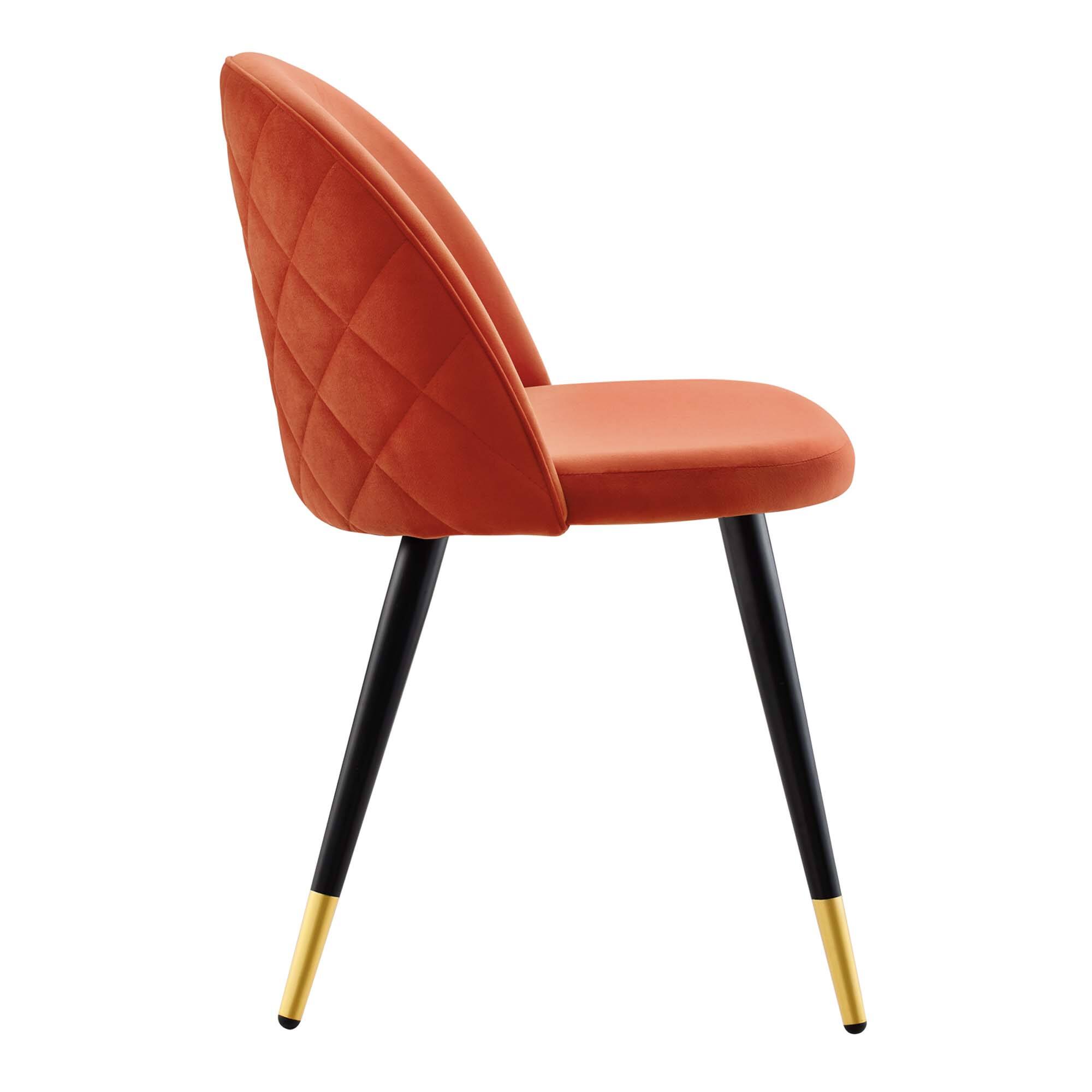 Alt View 2. Modway - Cordial Performance Velvet Dining Chairs Set of 2 by Modway - Orange.