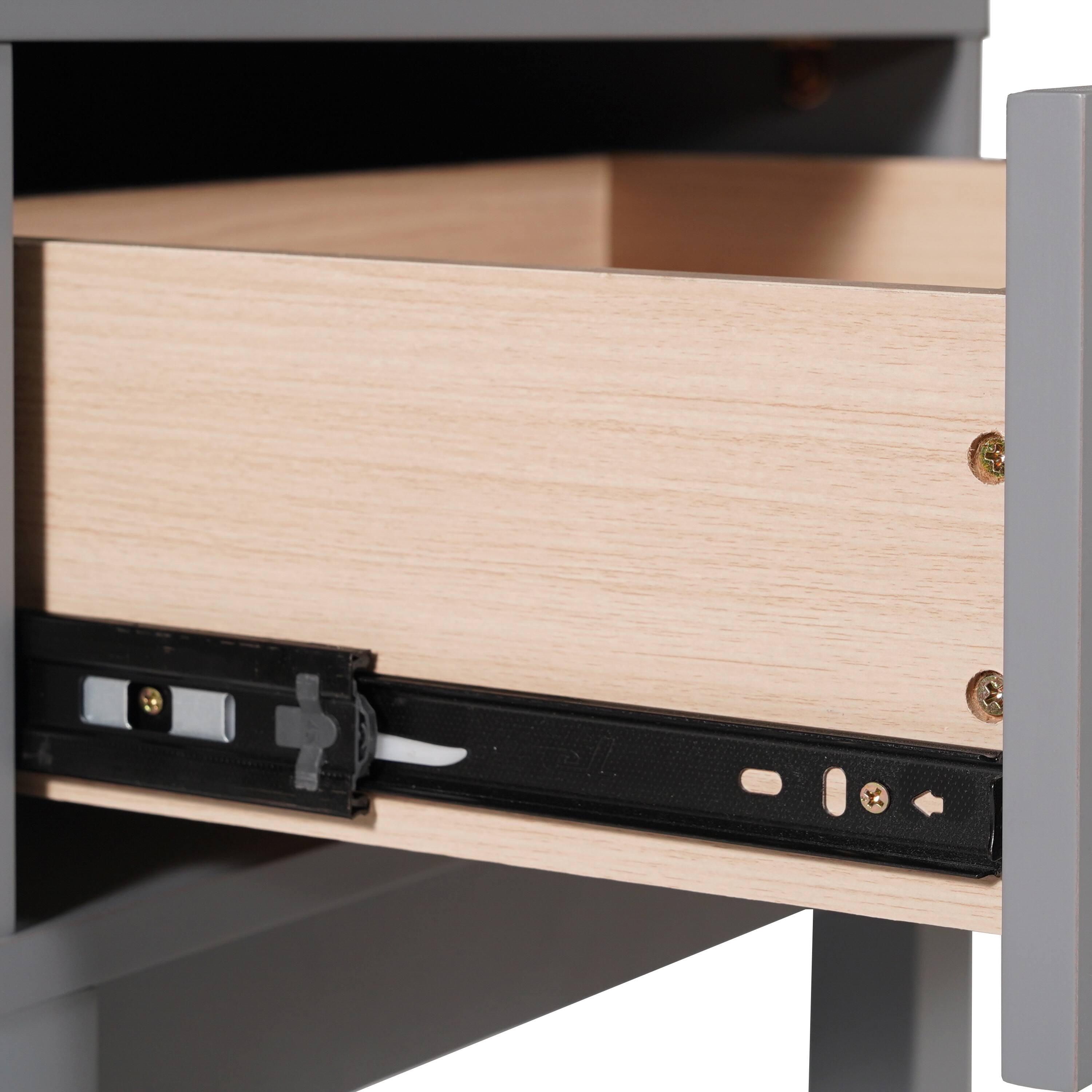 Alt View 9. Emma + Oliver - Samuel Kids Double-Drawer Night Stand with Solid Wood Frame, Side Table for Kids Bedroom - Gray.