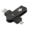 Front. THETIS - Thetis Pro FIDO2 Security Key - Dual USB-A/C + NFC, Passwordless 2FA/U2F, Durable Rotating Metal Cover, No Battery - Black.