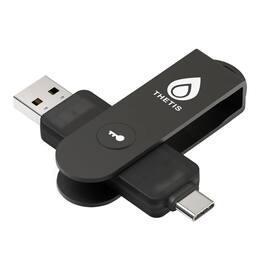 THETIS - Pro FIDO2 Security Key - Dual USB-A/C + NFC, Passwordless 2FA/U2F, Durable Rotating Metal Cover, No Battery - Black