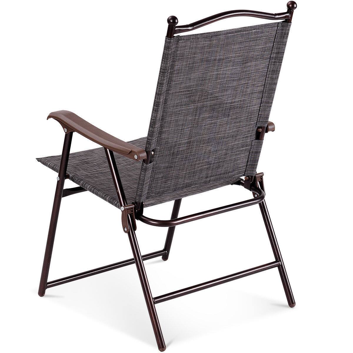 Alt View 7. Gymax - Gymax Set of 2 Folding Patio Furniture Sling Back Chairs Outdoors Gray - Gray.