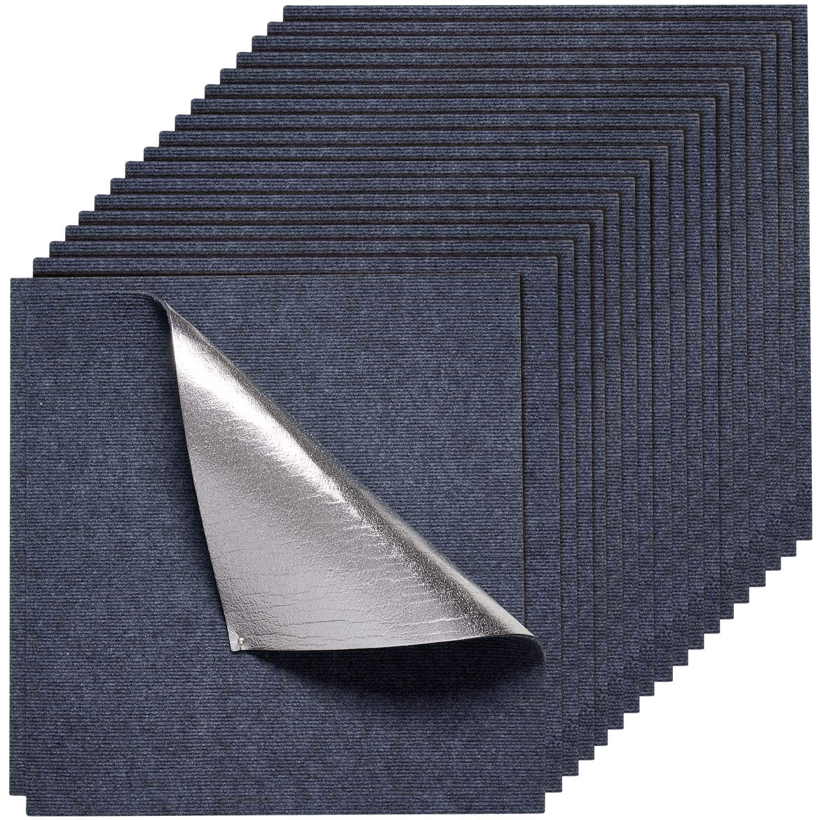 Front. VEVOR - 24x24 inch Carpet Tiles, 15-Pack Peel and Stick Squares, Self-Adhesive Flooring with Soft Padding - Gray.