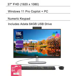 HP - 27" Touchscreen All-in-One - Wired KB & M - Intel Core Ultra 7 255U - 32GB RAM, 1TB SSD - For Pro Business & Home - Black