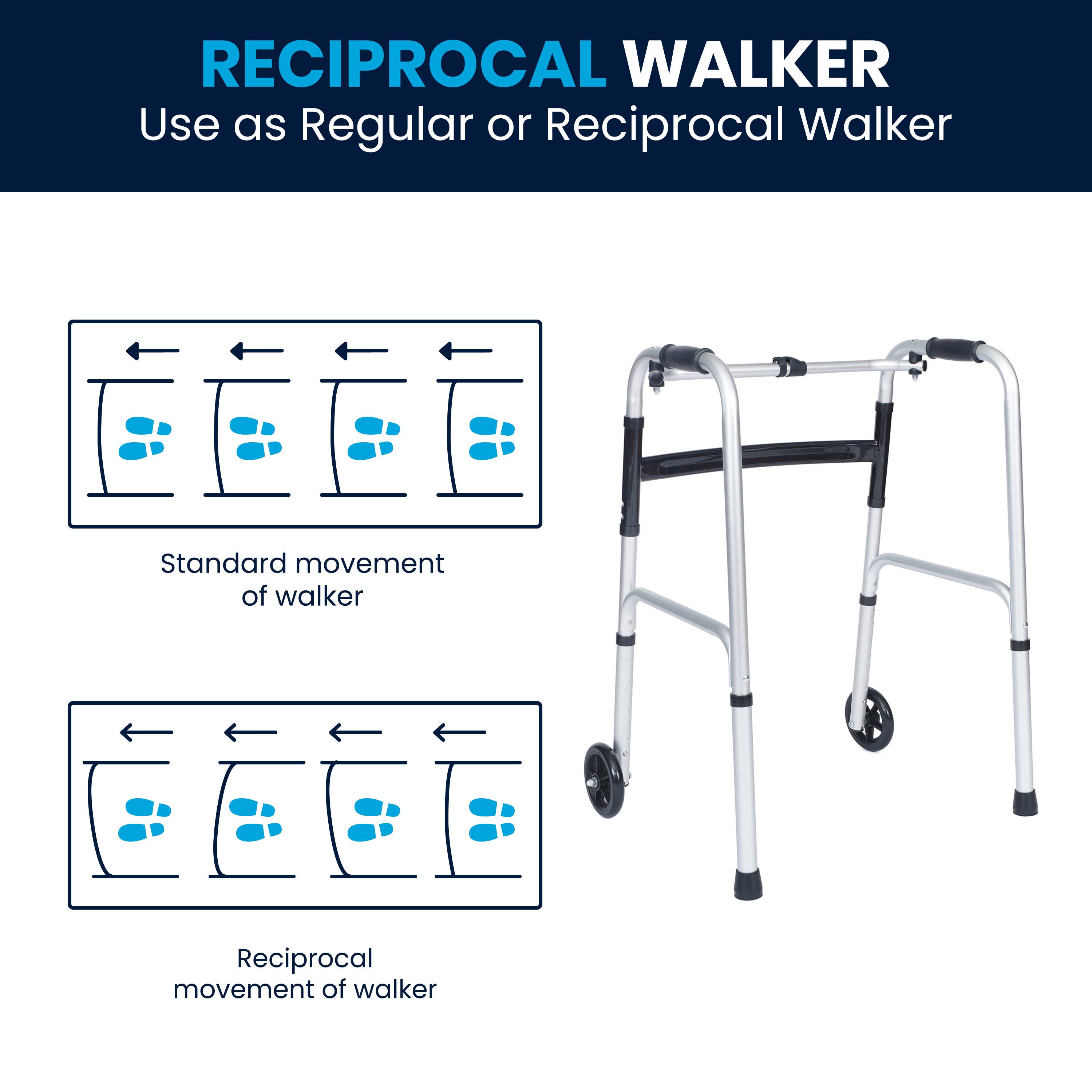 RECIPROCAL WALKER  
Use as Regular or Reciprocal Walker  

Standard movement of walker  

Reciprocal movement of walker