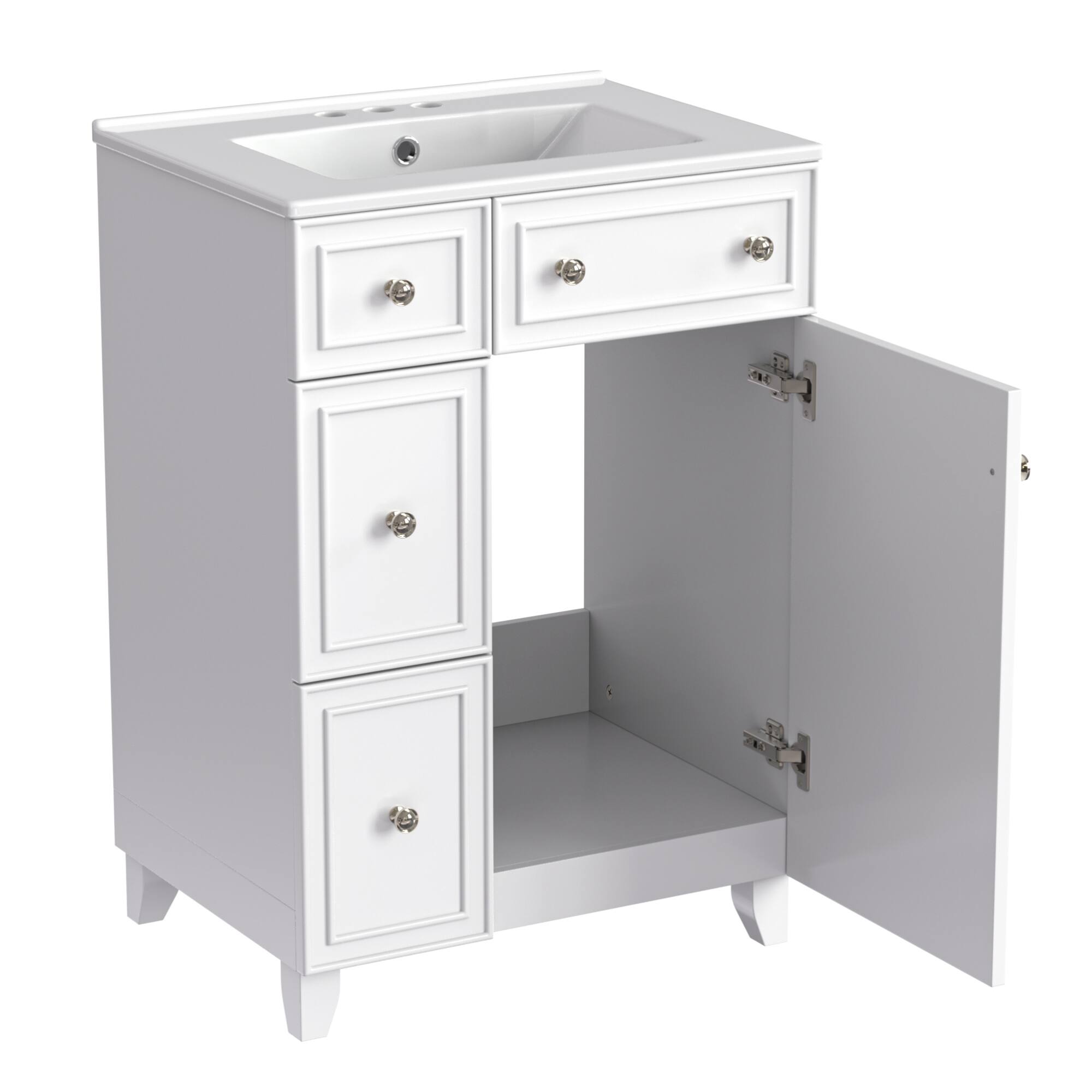 Alt View 8. ELEMENT ACE - Compact 24-Inch Bathroom Vanity Cabinet with Ceramic Sink and Ample Storage Space - White.