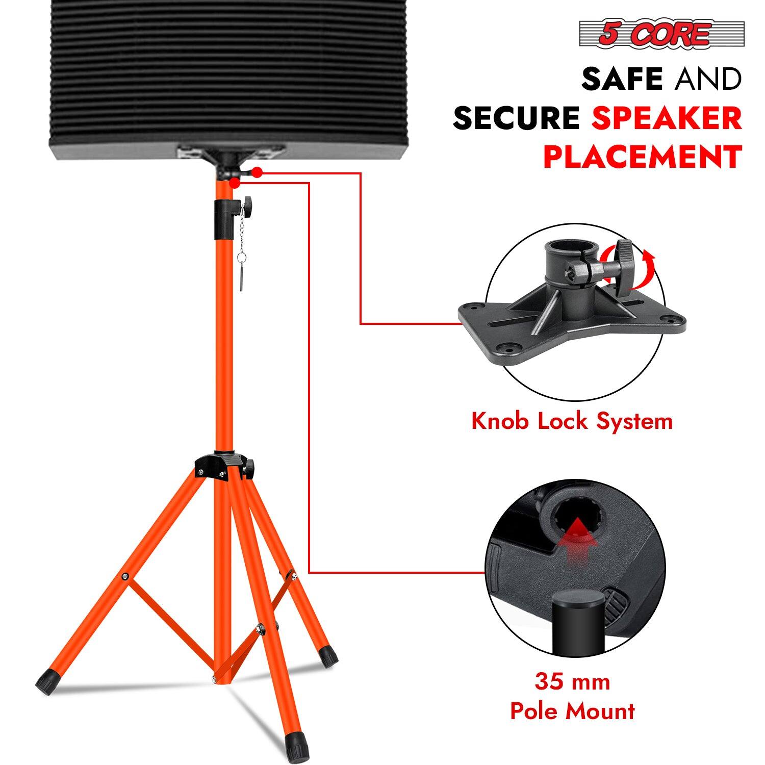 5 CORE SAFE AND SECURE SPEAKER PLACEMENT
- Knob Lock System
- 35 mm Pole Mount