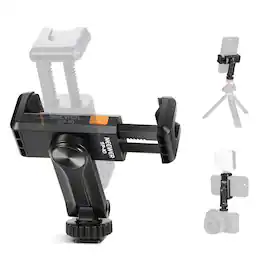 Neewer - Basic Phone Tripod Mount with Cold Shoe - 360° Rotating Clamp for iPhone & Samsung S24 Ultra - Black