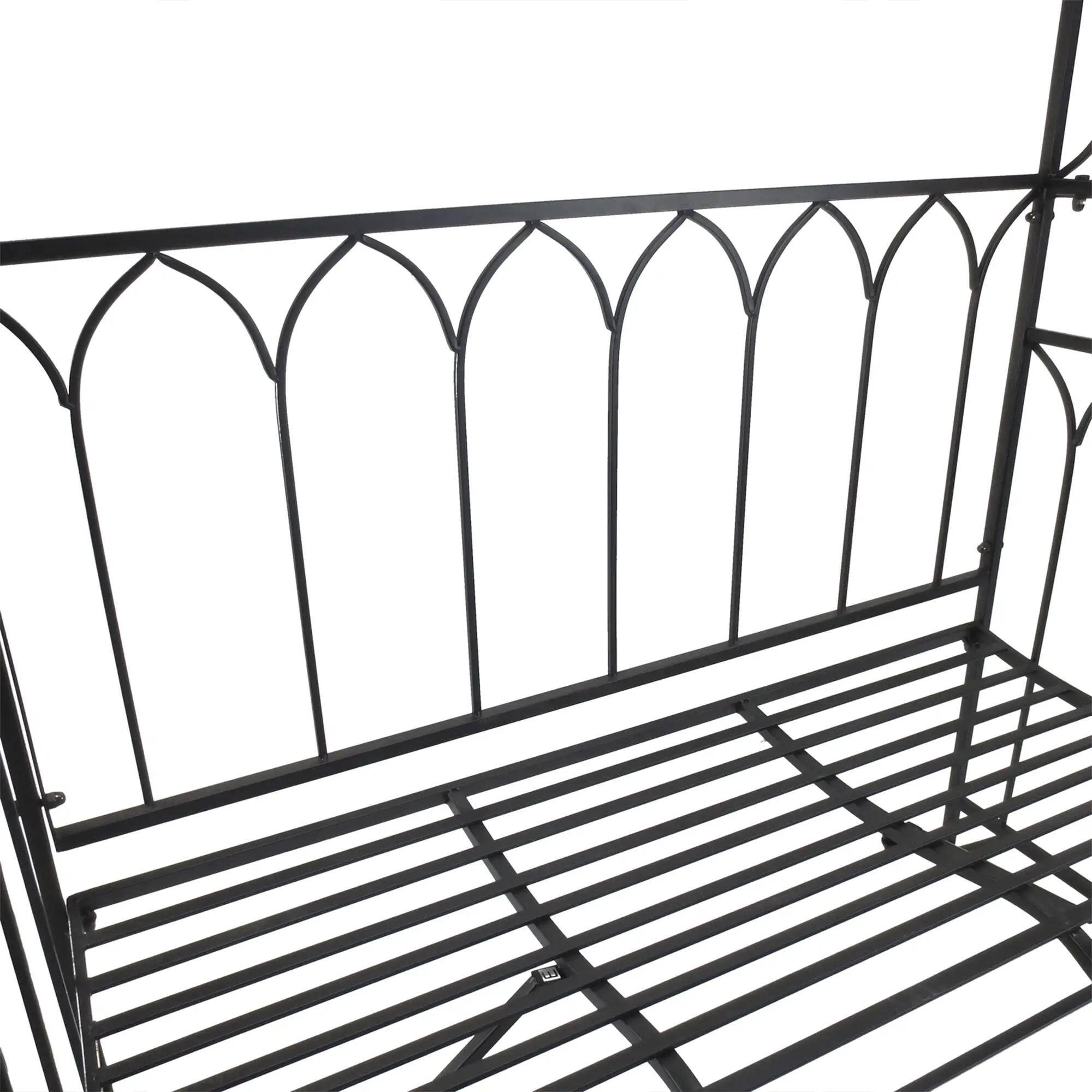 Alt View 1. Resenkos - Resenkos Metal Arbor Arch Garden Bench for Climbing Plants, Grape Vine Support, 2-Person Outdoor Seating, Black - Black.