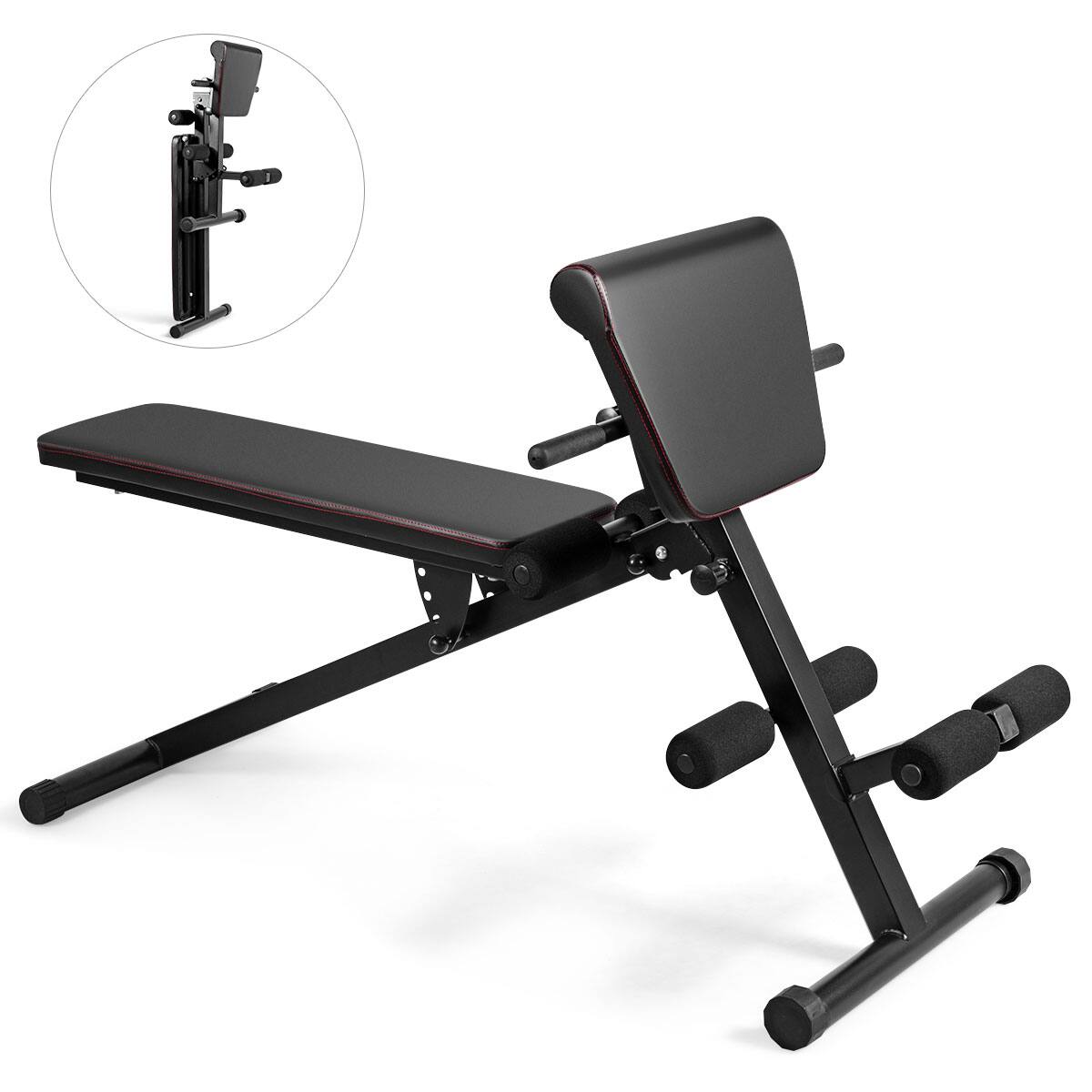 Costway - Adjustable Weight Bench Strength Workout Full Body Exercise - Black