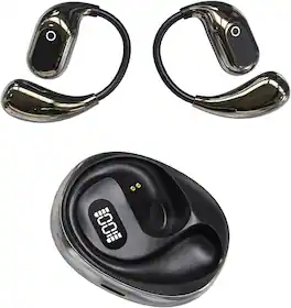 SKRAN - Ear-Hook Wireless Bluetooth Headphones, Waterproof, Long Battery Life, LED Display - for Running, Gym, Commuting - Black