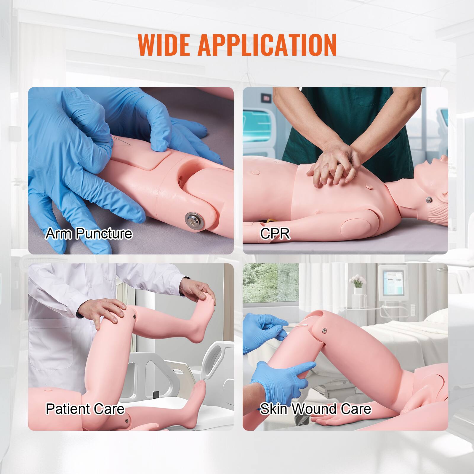 WIDE APPLICATION

- Arm Puncture
- CPR
- Patient Care
- Skin Wound Care