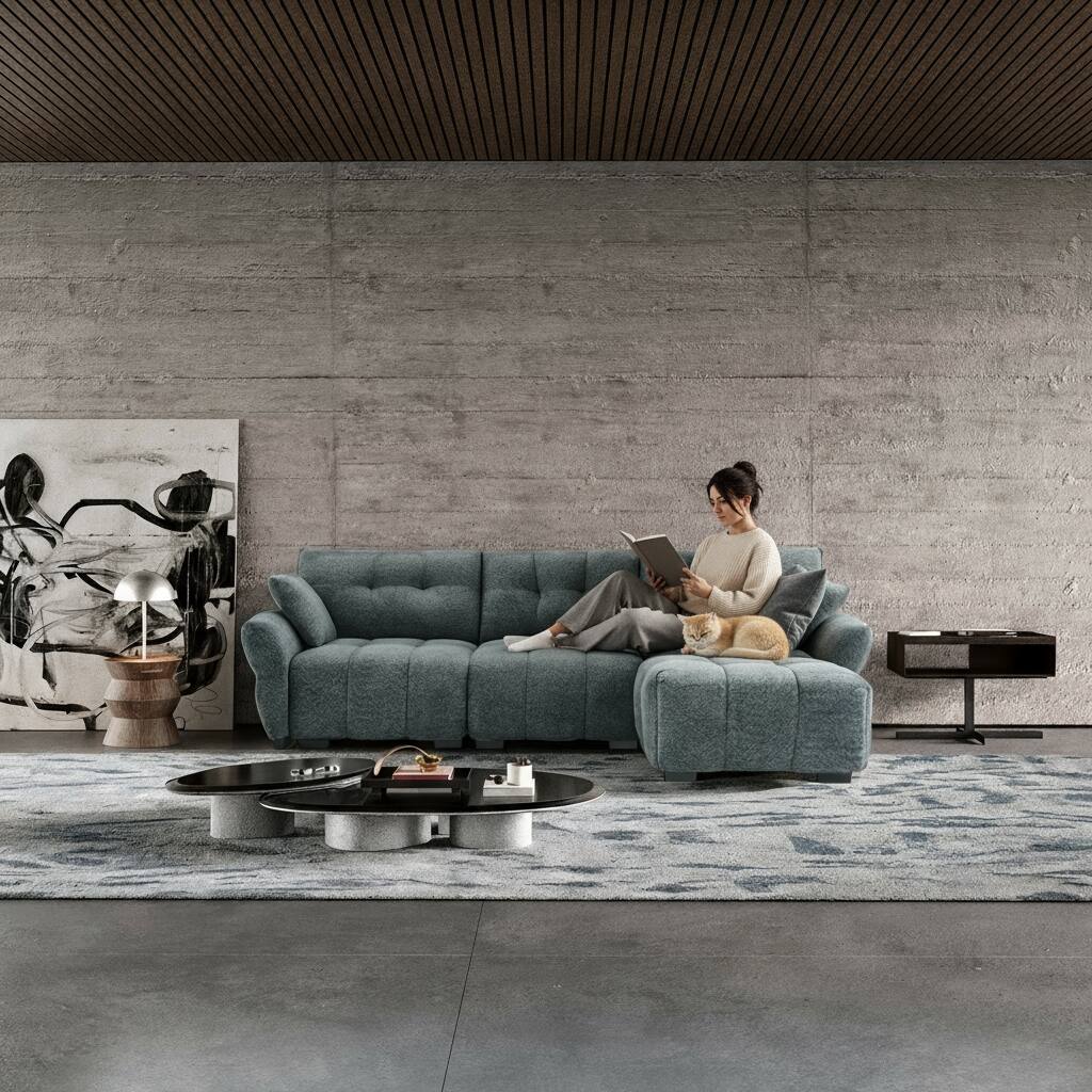 Alt View 4. Homsee - Modern L-Shaped Sectional Sofa Couch  4-Seater Living Room Furniture Comfortable Cushions Durable Wood Frame - Gray.