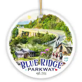 OrnamentallyYou - Artistic Blue Ridge Parkway Ceramic Ornament US Travel Souvenir and Christmas Gift - Multi-colored