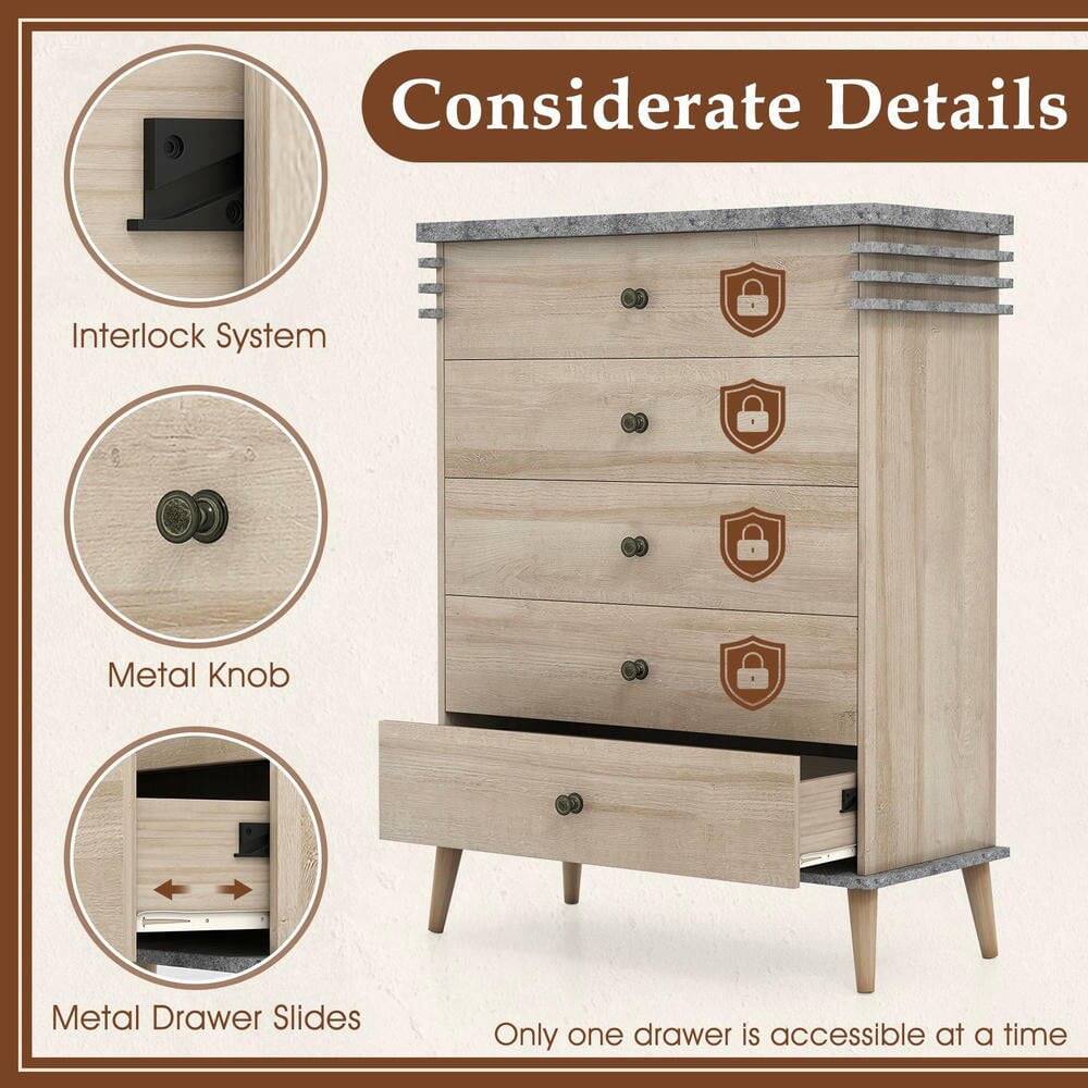 Considerate Details

- Interlock System
- Metal Knob
- Metal Drawer Slides

Only one drawer is accessible at a time
