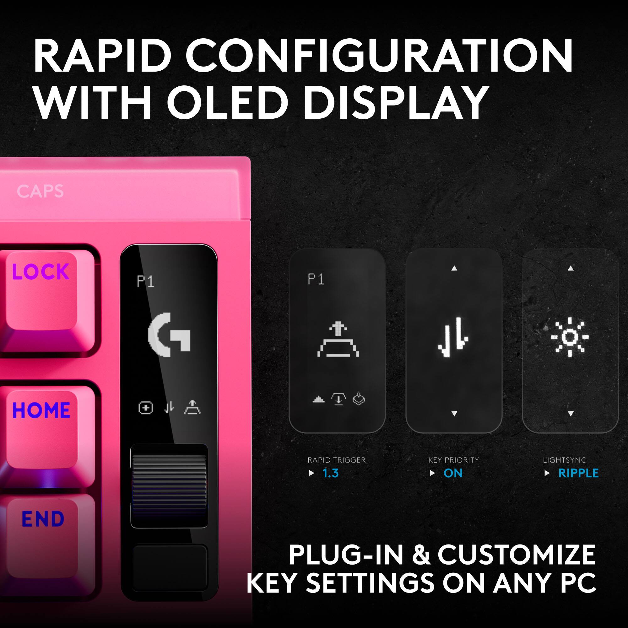 RAPID CONFIGURATION WITH OLED DISPLAY

CAPS
LOCK
P1
P1
HOME
+
Y
RAPID TRIGGER 1.3
KEY PRIORITY ON
LIGHTSYNC RIPPLE
END

PLUG-IN & CUSTOMIZE KEY SETTINGS ON ANY PC