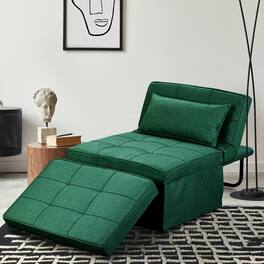 Ainfox - Sofa Bed Breathable Linen Couch Bed with Adjustable Backrest Convertible Chair for Living Room Apartment Office - Green