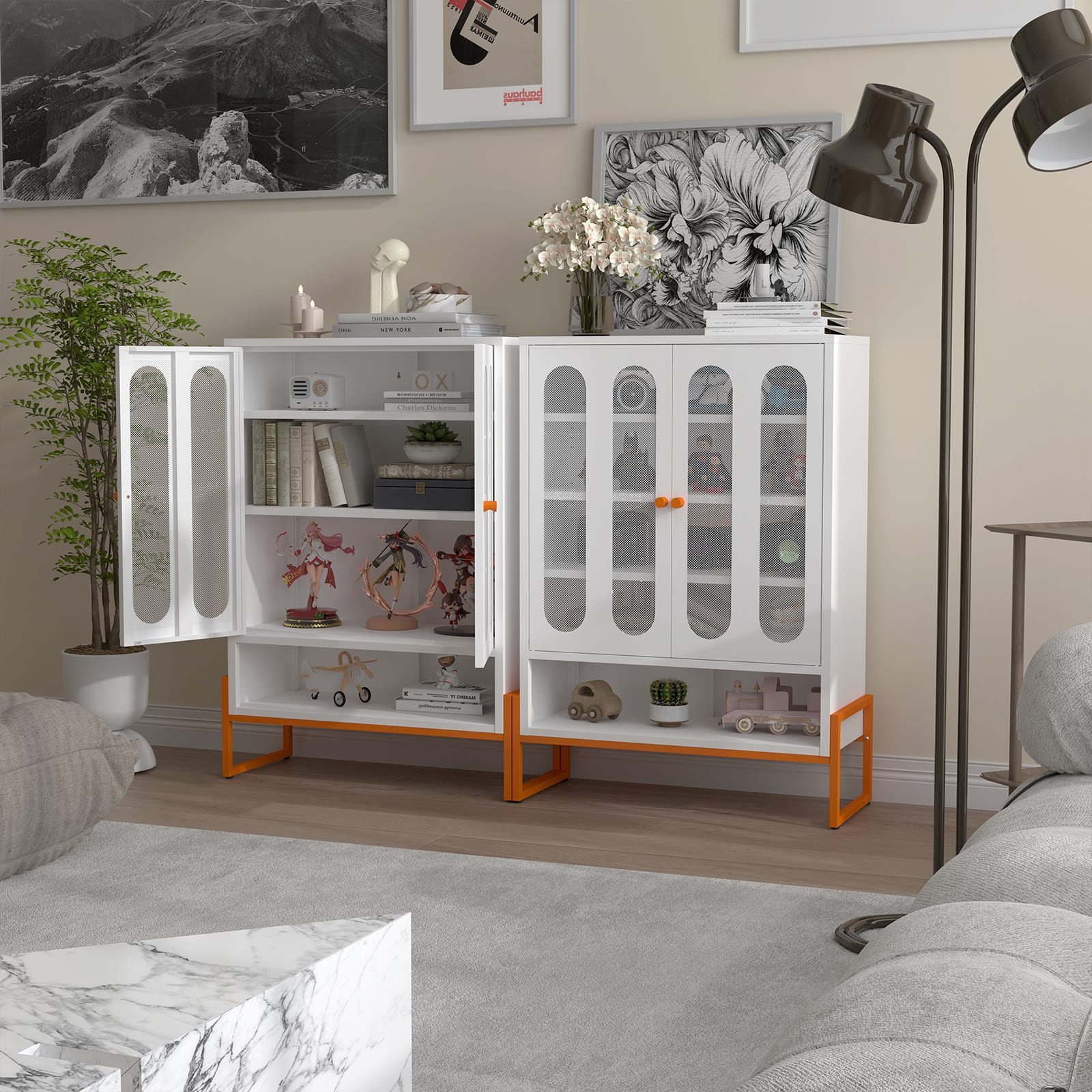 GOODSILO - Space-Saving Shoe Organizer Cabinet with Adjustable Shelves & Elevated Base - White