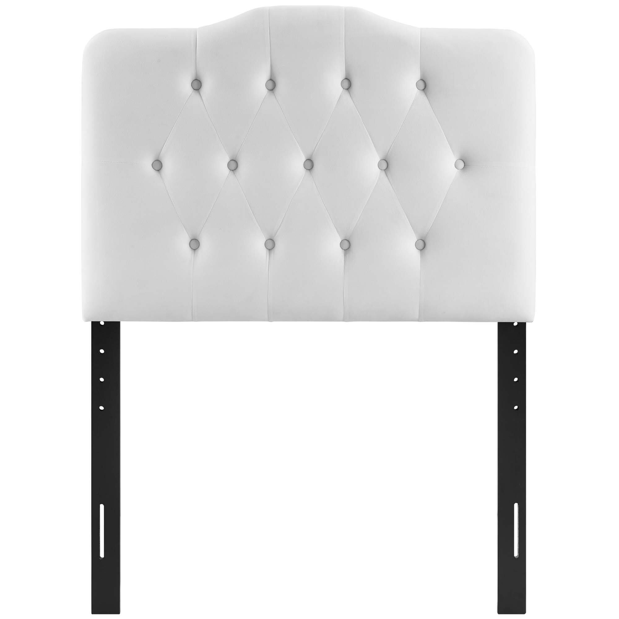 Alt View 1. Modway - Annabel Diamond Tufted Performance Velvet Twin Headboard by Modway - White.