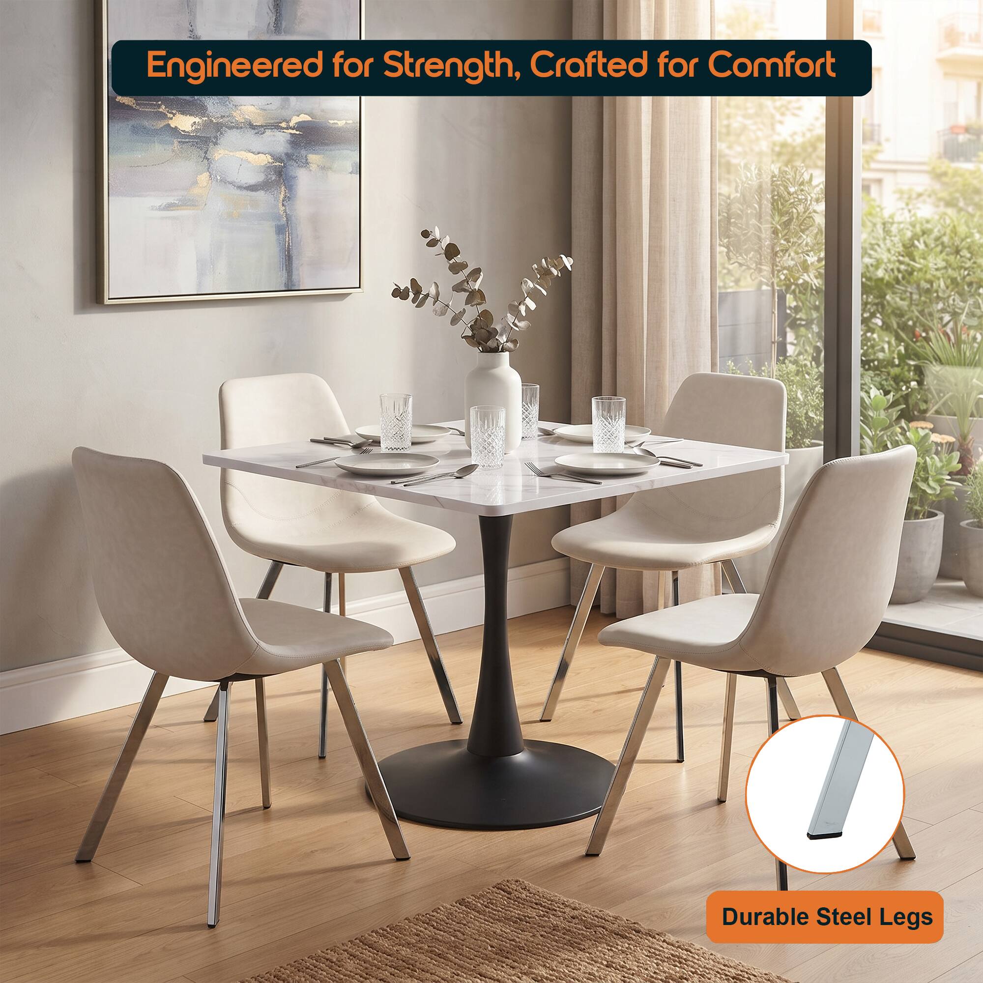 LeisureMod Markley Modern Leather Dining Chair with Curved Back ...