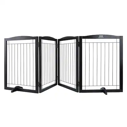 Front. VEVOR - Free Standing Dog Gate, 32" Hx96.5" W Freestanding Pet Gate, 4 Panels Foldable Dog Gate for Wide and Narrow Passageways.