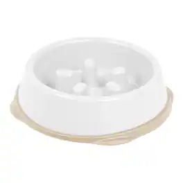 IRIS USA - 2Cup/4Cup Slow Feeder Dog Bowl for Pets - White/Beige