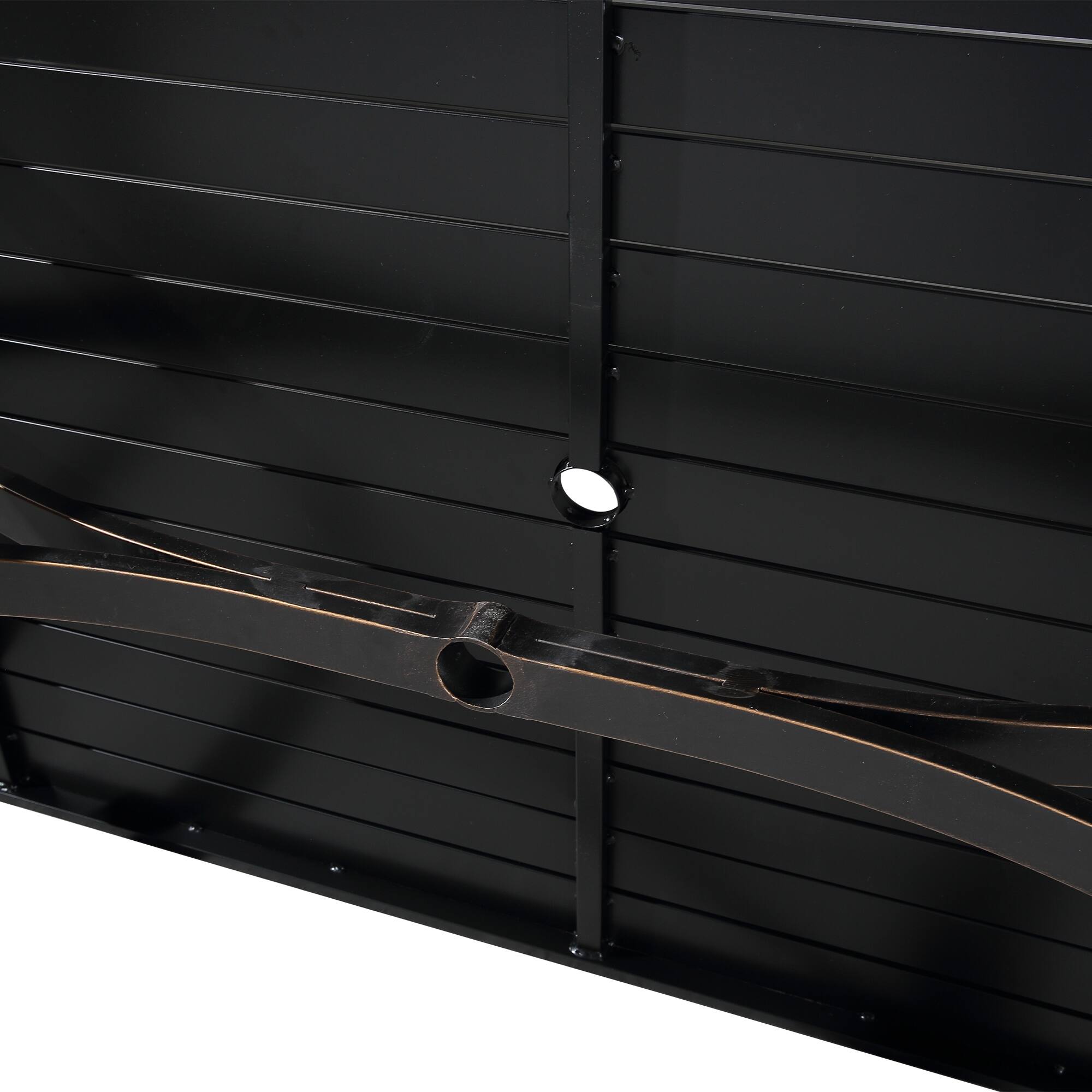 Alt View 4. Mondawe - Outdoor Aluminum Dining Table with Umbrella Hole - Black.