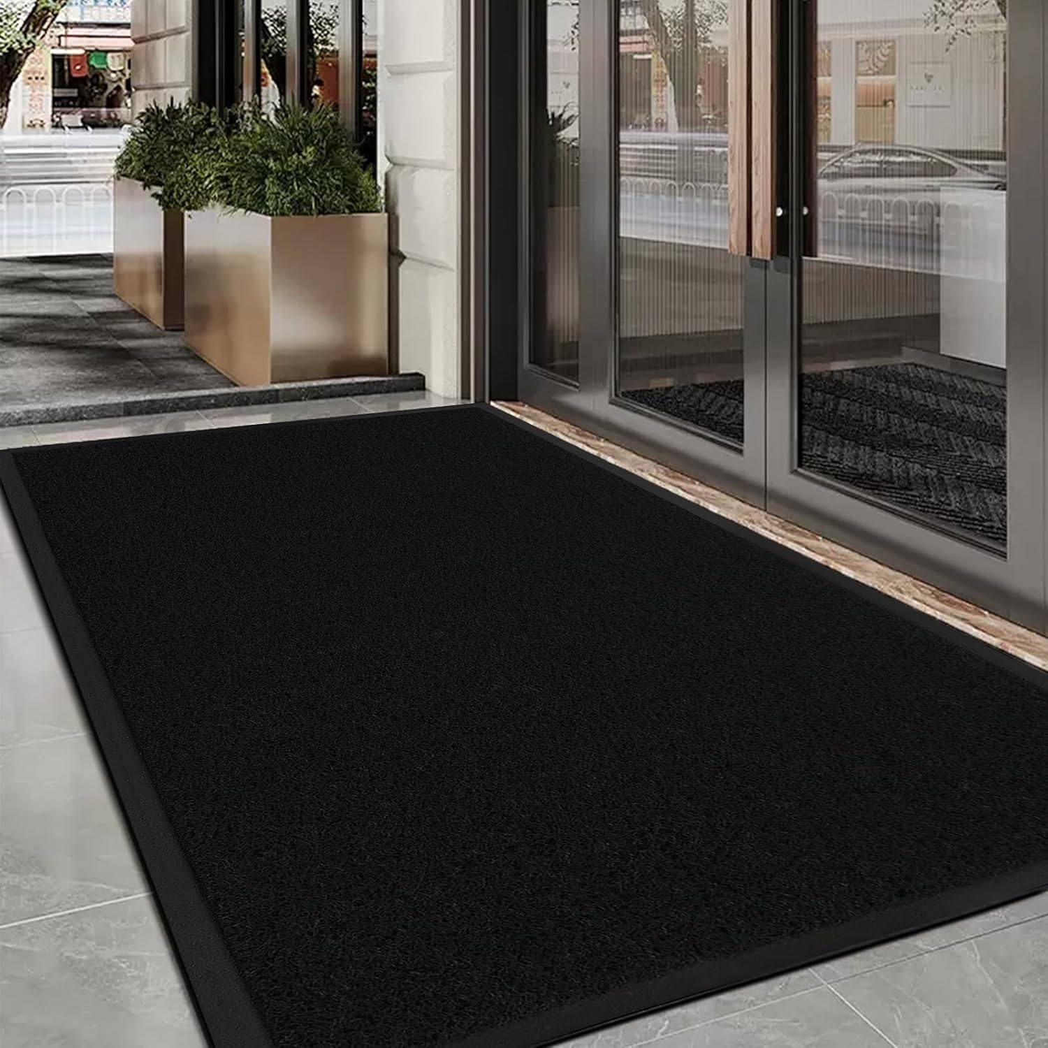 Front. Winado - 47x35 Inch Waterproof Entrance Mat Non-Slip Welcome Floor Mat for Porch Patio Commercial - Black.
