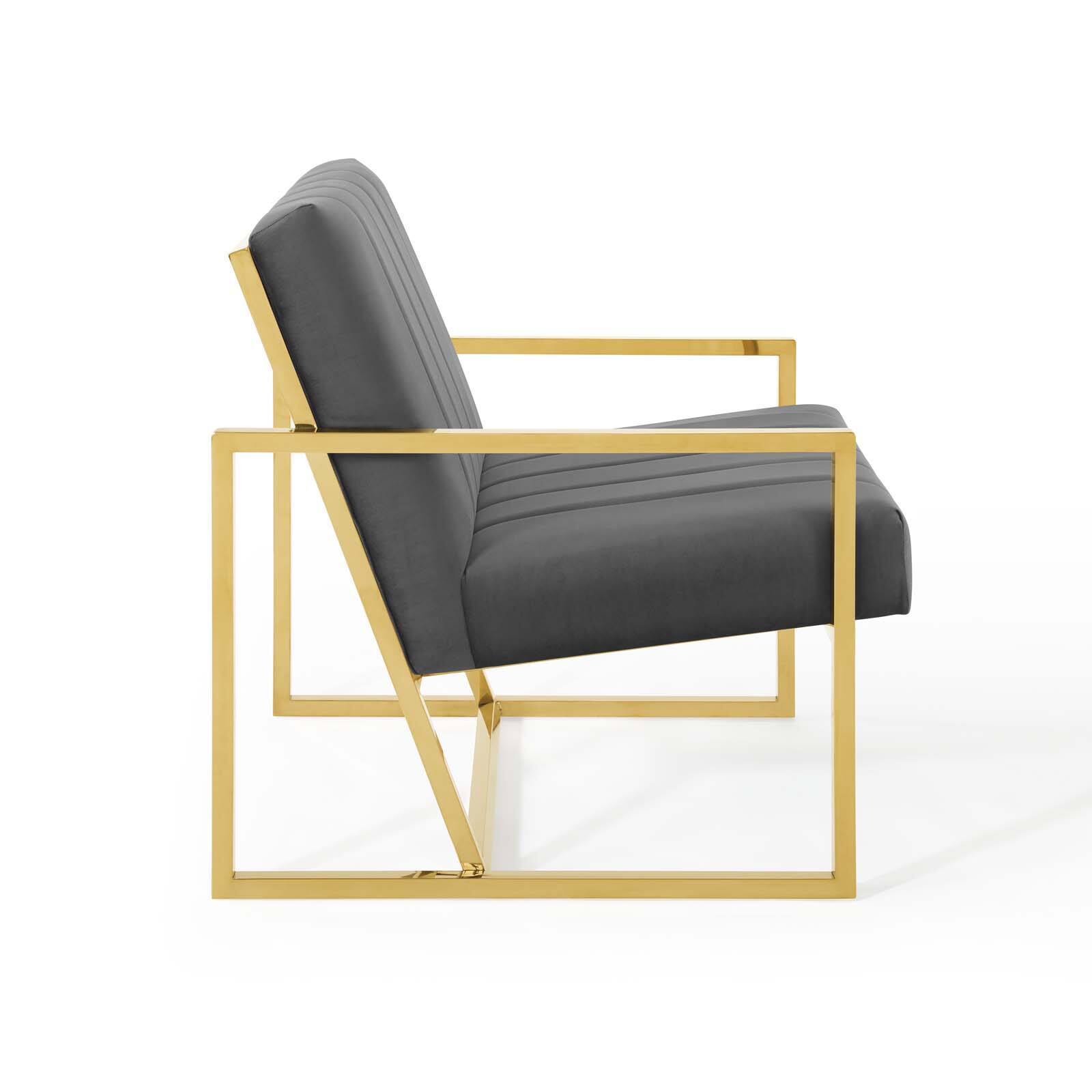 Alt View 2. Modway - Inspire Channel Tufted Performance Velvet Armchair by Modway - Charcoal.