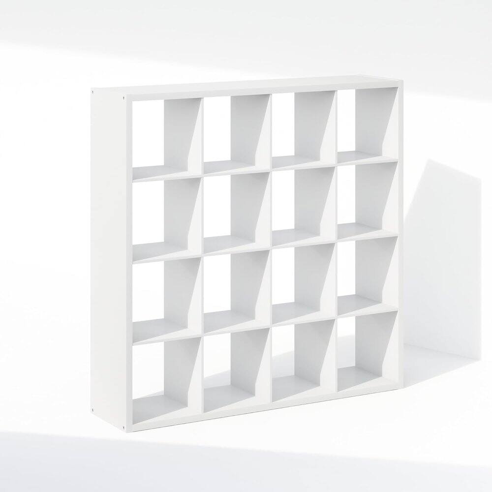 Alt View 1. FurniFact - White Engineered Wood 16 Cube Storage Organizer with Open Back Shelves - White.