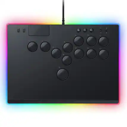 Front. Razer - Kitsune All-Button Optical Arcade Controller for PS5 and PC - Black.