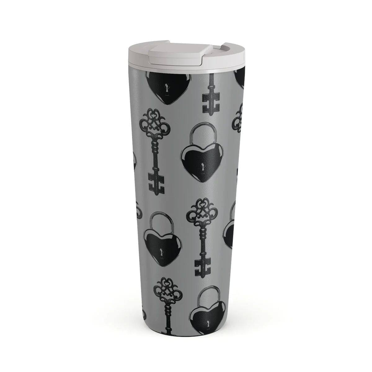 Front. Burga - Keyholder - Travel Mug Flap Lid 700 ml - Gray.