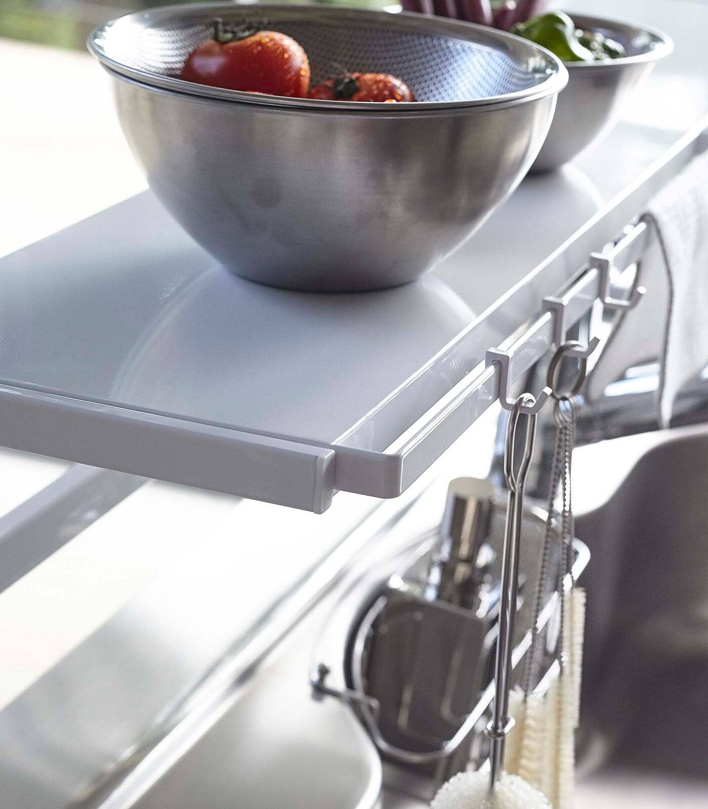 Alt View 3. Yamazaki Home - Expandable Countertop Shelf - Steel - Black.