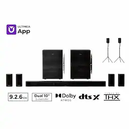 Ultimea - Wireless 9.2.6 Dolby Atmos & DTS:X Soundbar w/ Dual 10" Subs, THX-Tuned Home Theater, AVR Grade + Speaker Stand