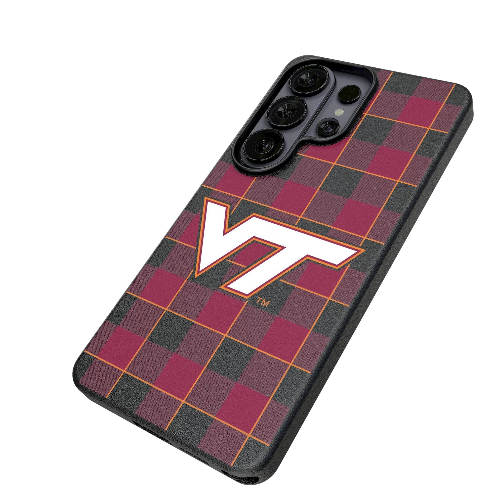 Alt View 1. Keyscaper - Virginia Tech Hokies Plaid Galaxy Magnetic Bump Case - S24 - Black.