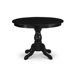 East West Furniture - HBAB3-ABK-24 3 Piece Kitchen Table Set - Black Dinner Table and 2 Black Linen Fabric Parsons Dining - Wire Brush Black