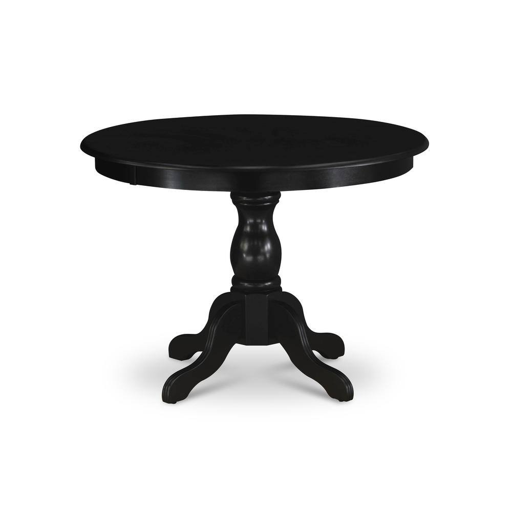 Angle. East West Furniture - East West Furniture HBGA3-ABK-50 3 Piece Dining Table Set - Black Wood Table and 2 Dark Gotham Grey Linen Fabric Dining - Wire Brush Black.