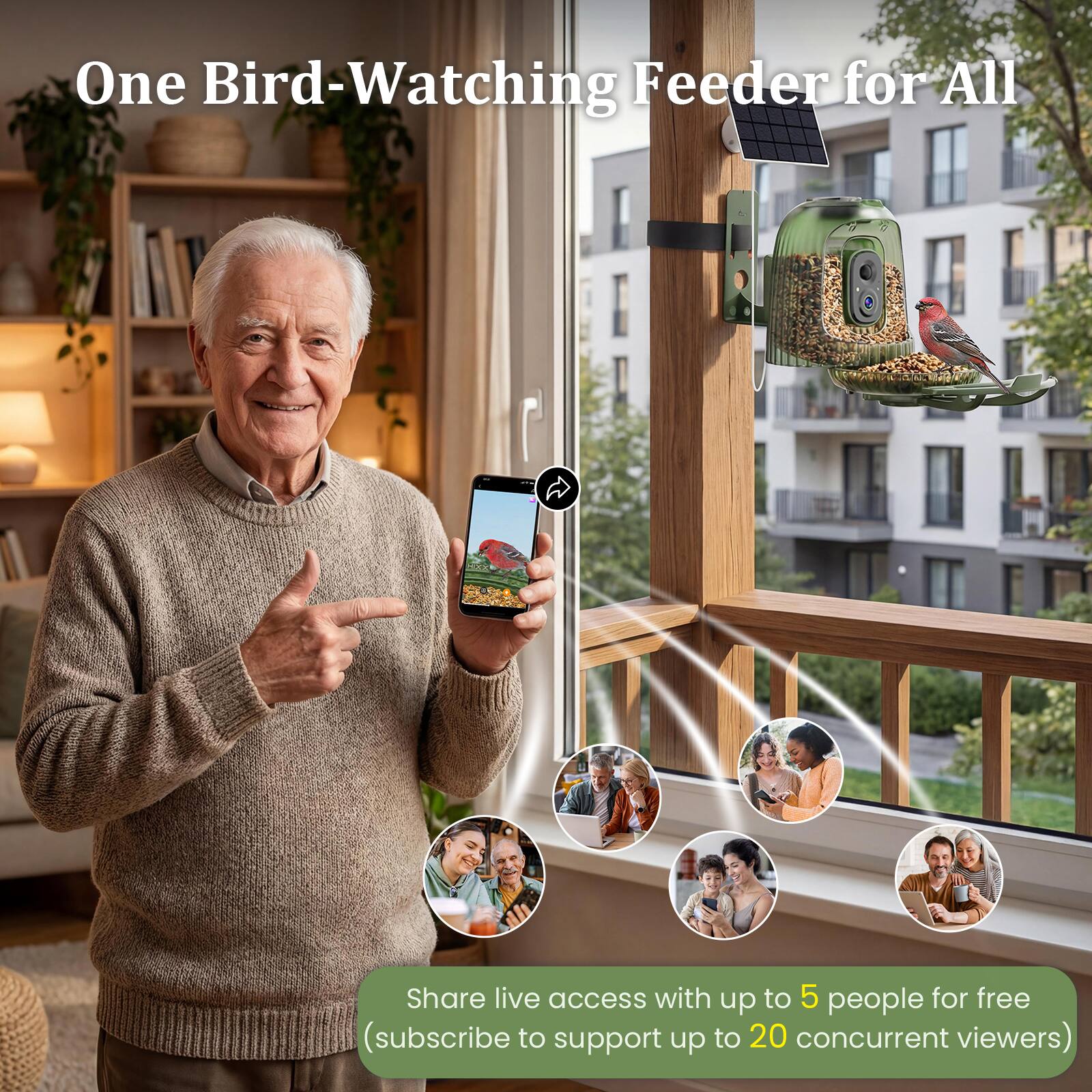 One Bird-Watching Feeder for All

Share live access with up to 5 people for free (subscribe to support up to 20 concurrent viewers)